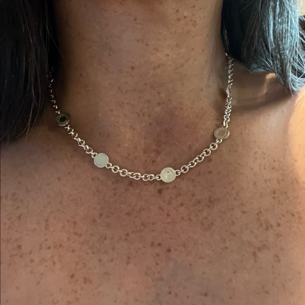 Sterling COACH Medallion Stations Necklace - RARE vintage designer item
